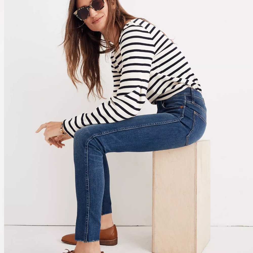 Madewell 9” high-rise skinny jean with raw hem